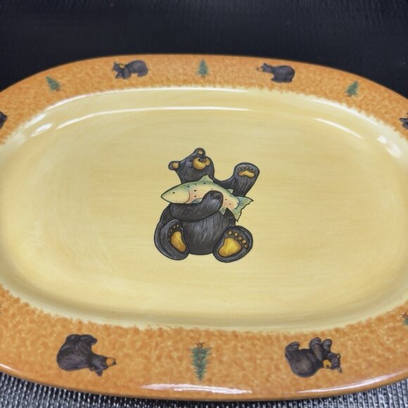 Bearfoots Bear Trout Oval Plate Platter Dish Jeff Fleming from Big Sky Carvers - Picture 7 of 13